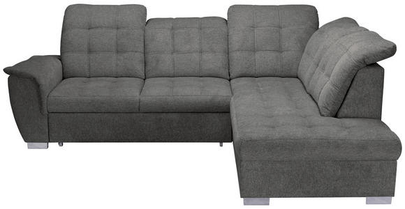 ECKSOFA Graubraun Chenille Bettkasten, Schlaffunktion, Rücken echt, Kopfteilverstellung, Liegefläche im Originalstoff  - Chromfarben/Graubraun, KONVENTIONELL, Kunststoff/Textil (260/205cm) - Carryhome