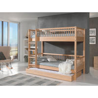 ETAGENBETT 90/200 cm,  in Buchefarben, Absturzsicherung, Leiter, Rollrost, Bettschublade  - Buchefarben/Naturfarben, MODERN, Holz (90/200cm) - Vipack