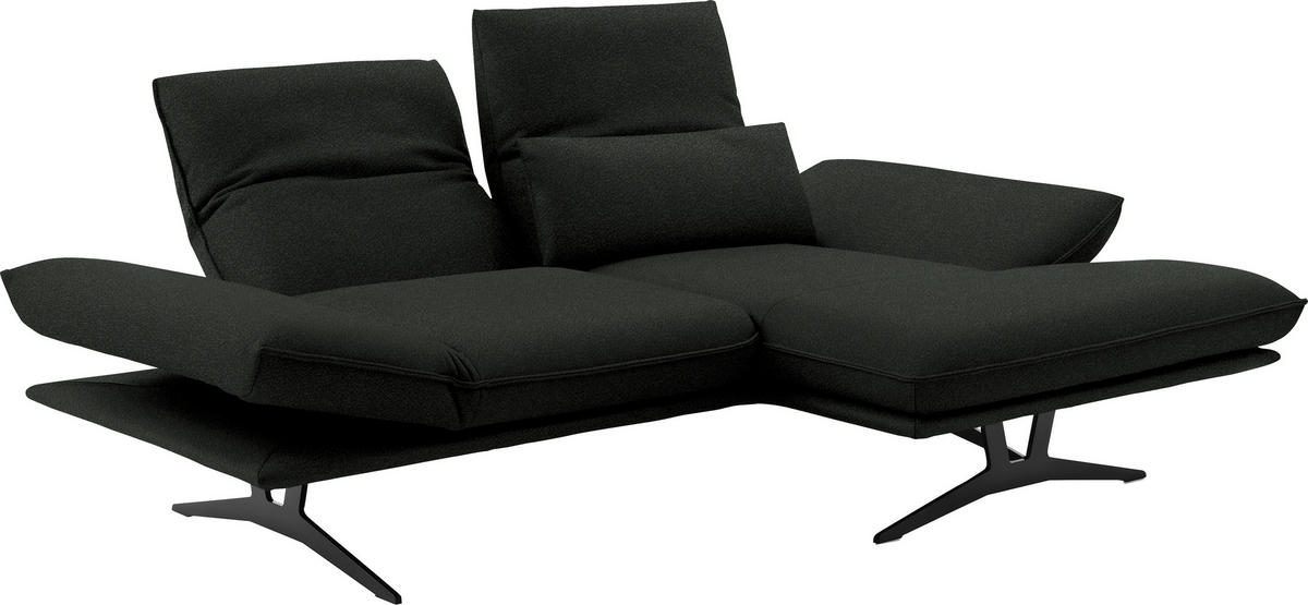 ECKSOFA in Echtleder Dunkelgrün  - Dunkelgrün/Schwarz, Design, Leder/Metall (210/130cm) - Dieter Knoll