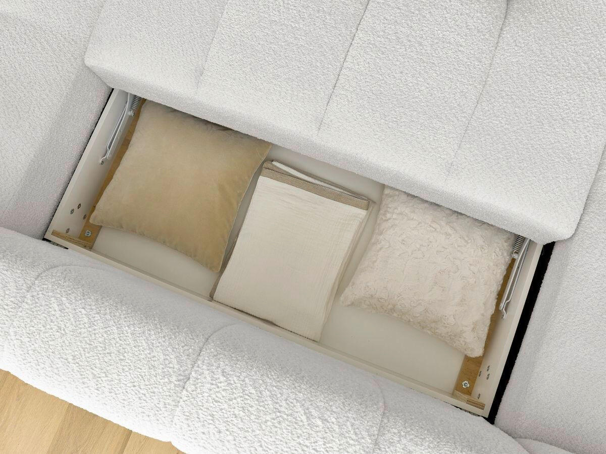 WOHNLANDSCHAFT  FUJI  Weiß Bouclé  - Schwarz/Weiß, MODERN, Kunststoff/Textil (160/377/204cm)