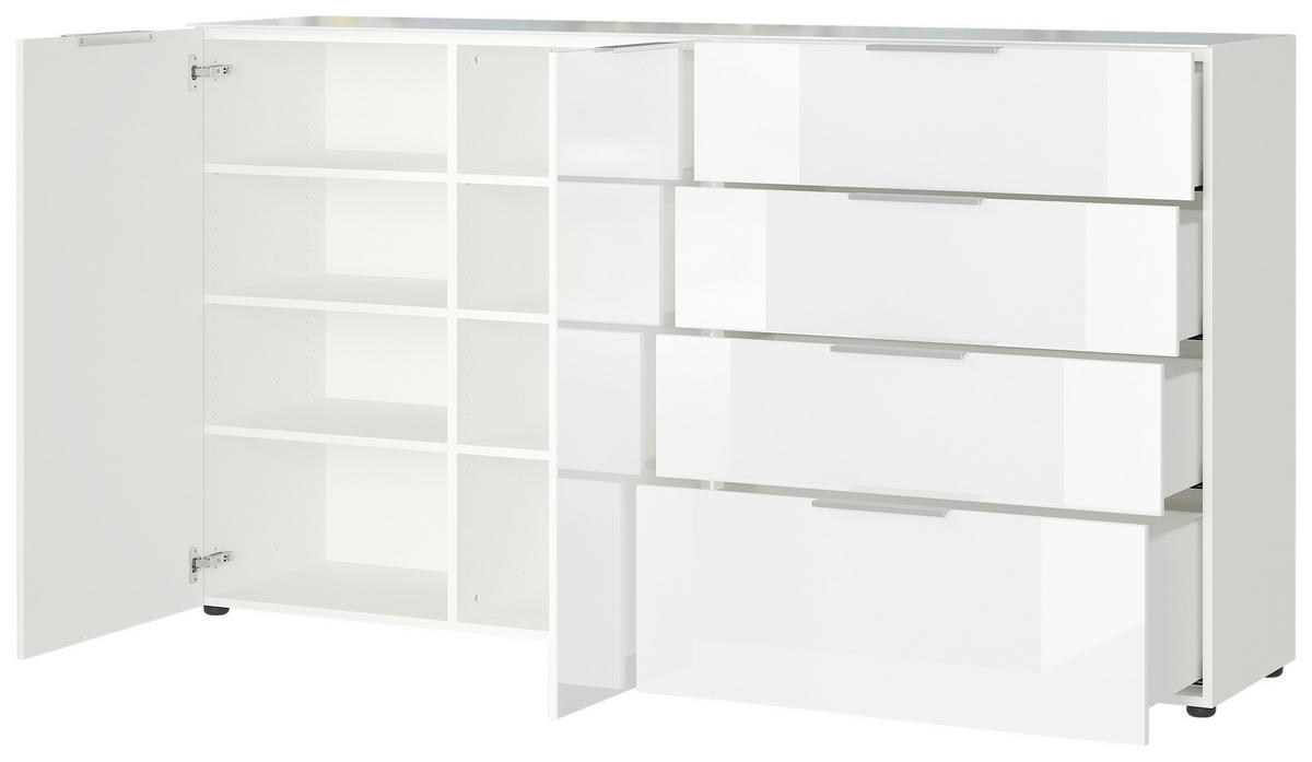 TÁLALÓSZEKRÉNY 184/102/42 cm  - krómszínű/fekete, Modern, műanyag/faalapú anyag (184/102/42cm) - Premium Living