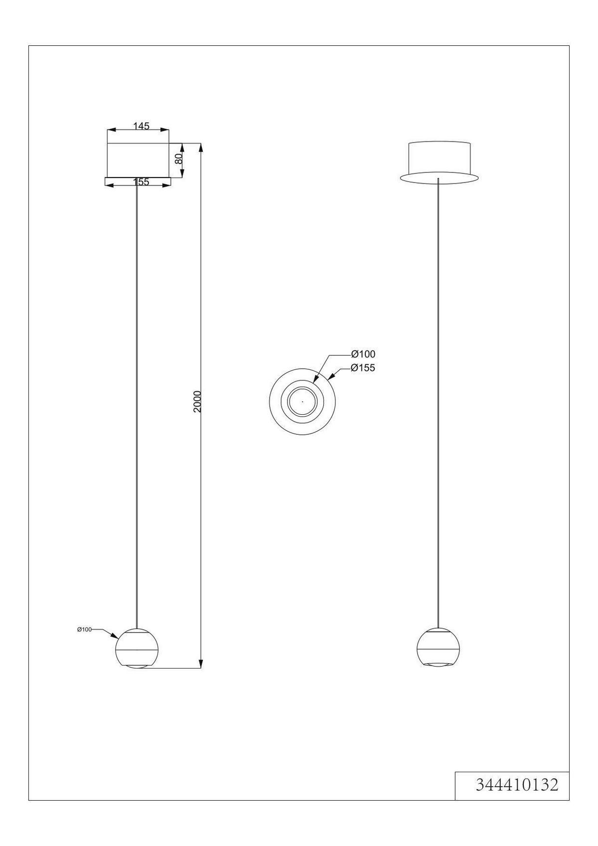 ZÁVESNÉ LED SVIETIDLO, 15,5/200 cm  - čierna, Design, kov (15,5/200cm) - Trio Leuchten