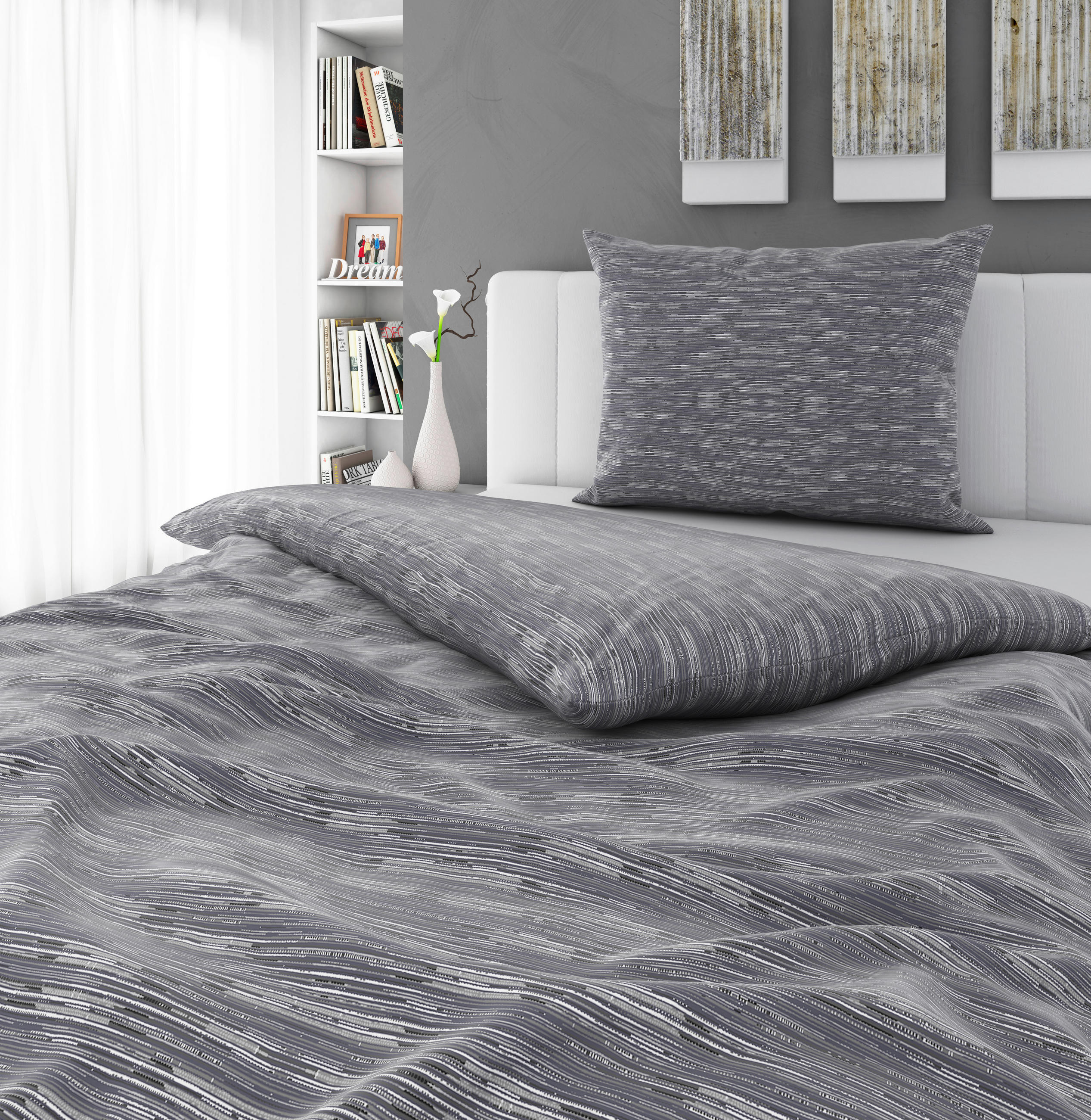 POSTELJINA 140/200 cm saten srebrna  - srebrna, Osnovno, tekstil (140/200cm) - Bio:Vio