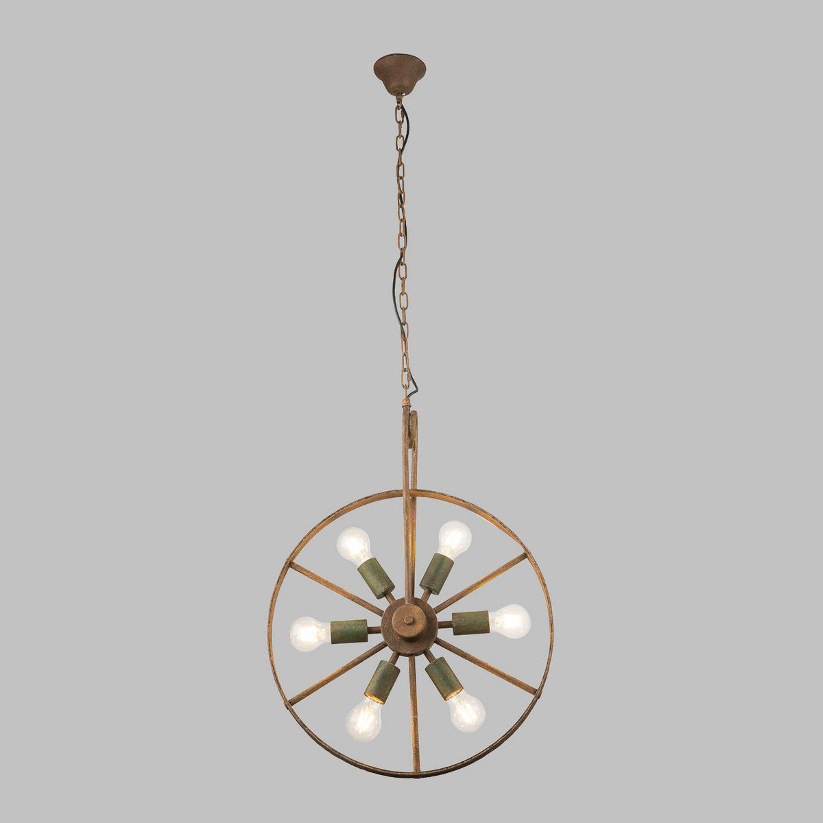 HÄNGELEUCHTE 50/133 cm  - Rostfarben/Grün, ROMANTIK / LANDHAUS, Metall (50/133cm) - Globo