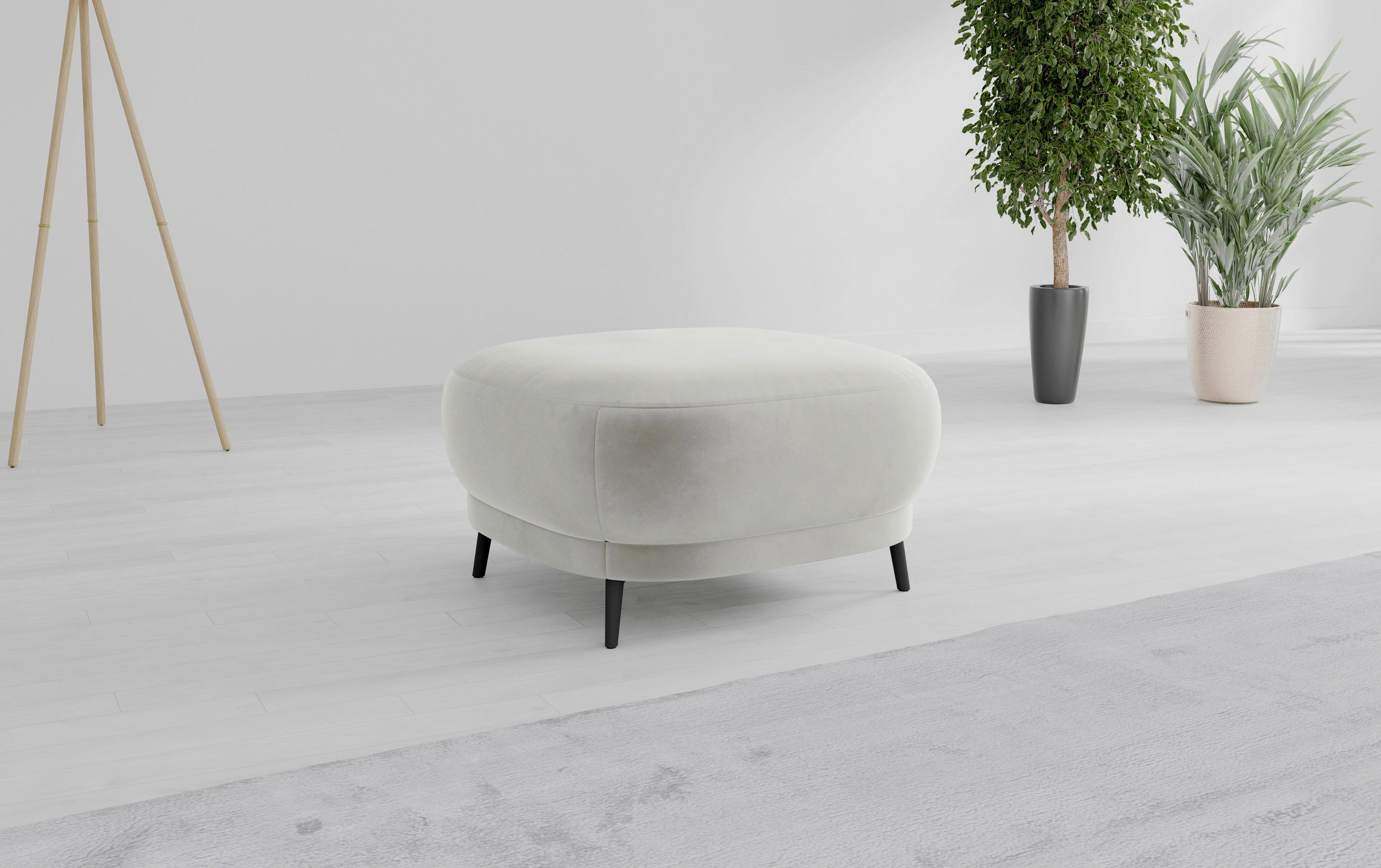 HOCKER in Textil Sandfarben  - Sandfarben/Schwarz, MODERN, Textil/Metall (90/49/90cm) - Sit & More