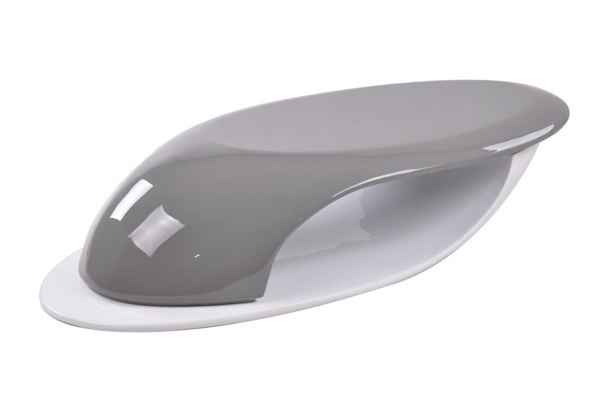 COUCHTISCH 130/58/30 cm oval Weiß Hochglanz, Grau Hochglanz  - Weiß Hochglanz/Grau Hochglanz, Design, Kunststoff (130/58/30cm) - Livetastic