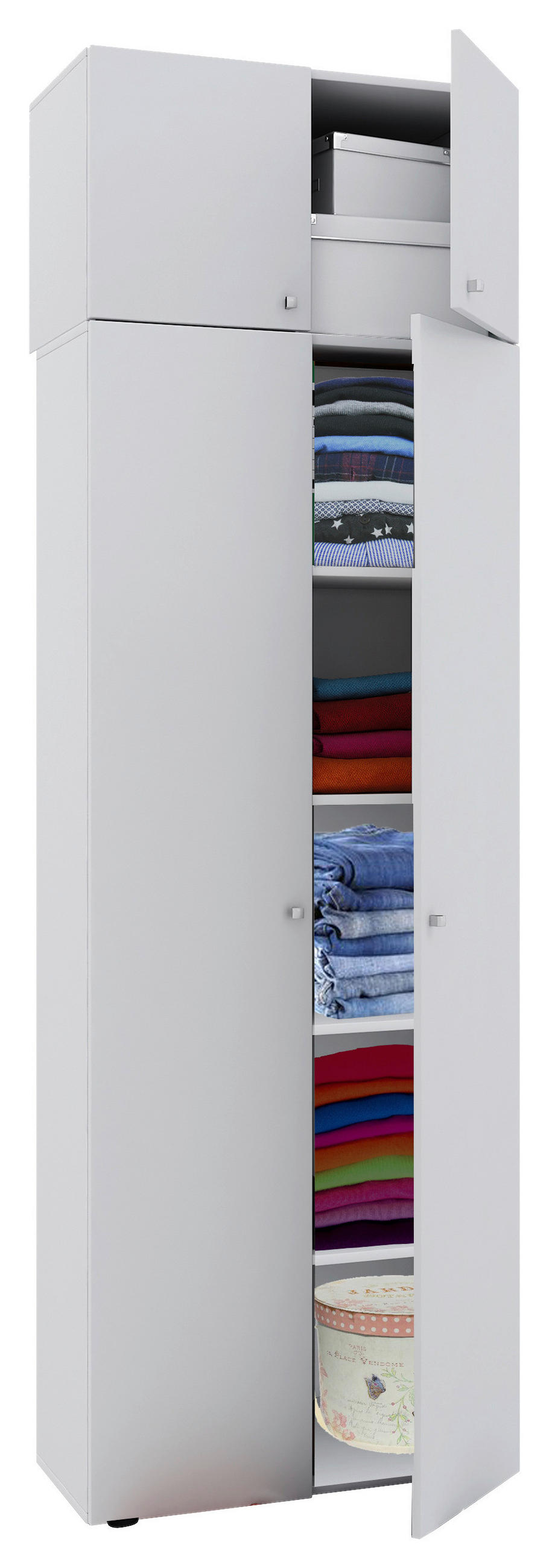 Dulap Multifuncțional, 70/218/39 cm, alb - alb/negru, Modern, plastic/material pe bază de lemn (70/218/39cm) - MID.YOU