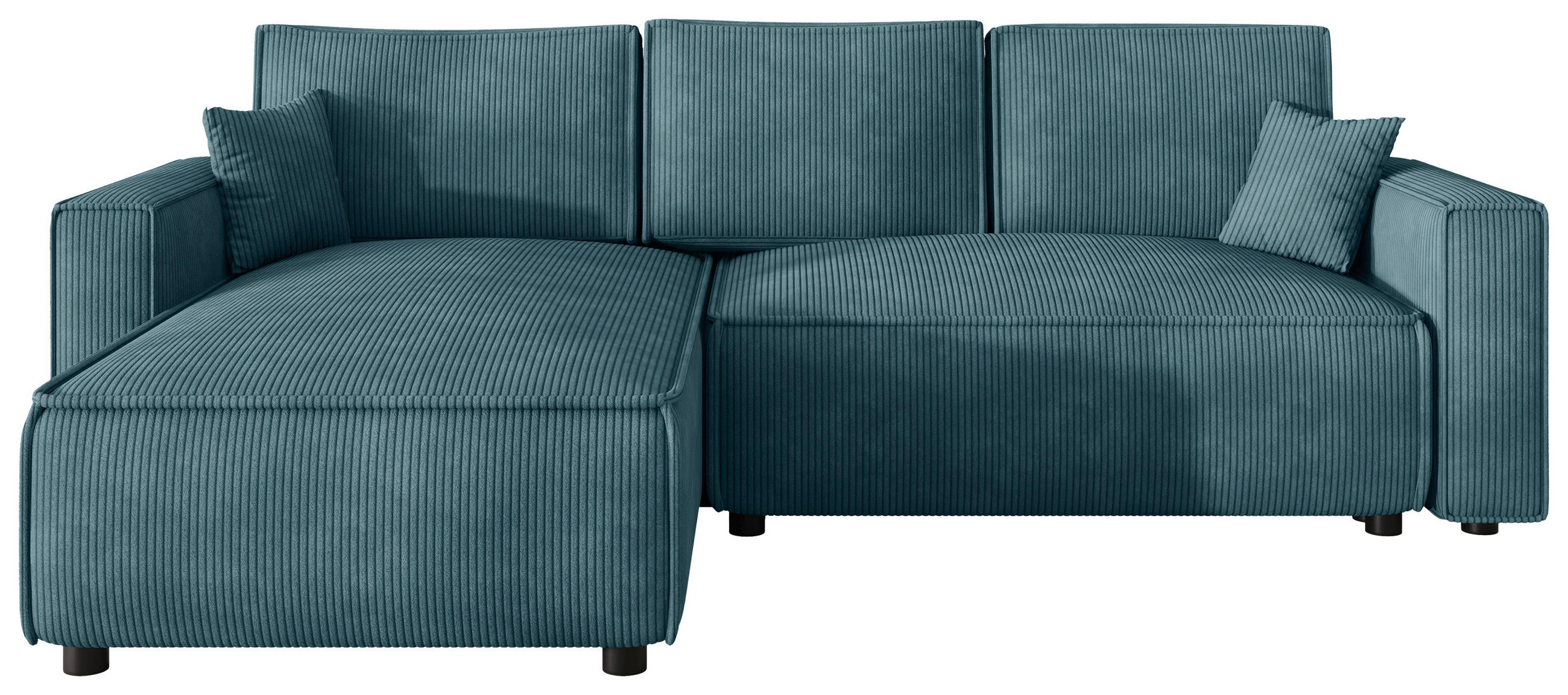 ECKSOFA Türkis Cord Zierkissen, Rückenkissen, Bettkasten, Schlaffunktion, Rücken echt, Liegefläche im Originalstoff  - Türkis/Schwarz, MODERN, Kunststoff/Textil (190/280cm) - Carryhome