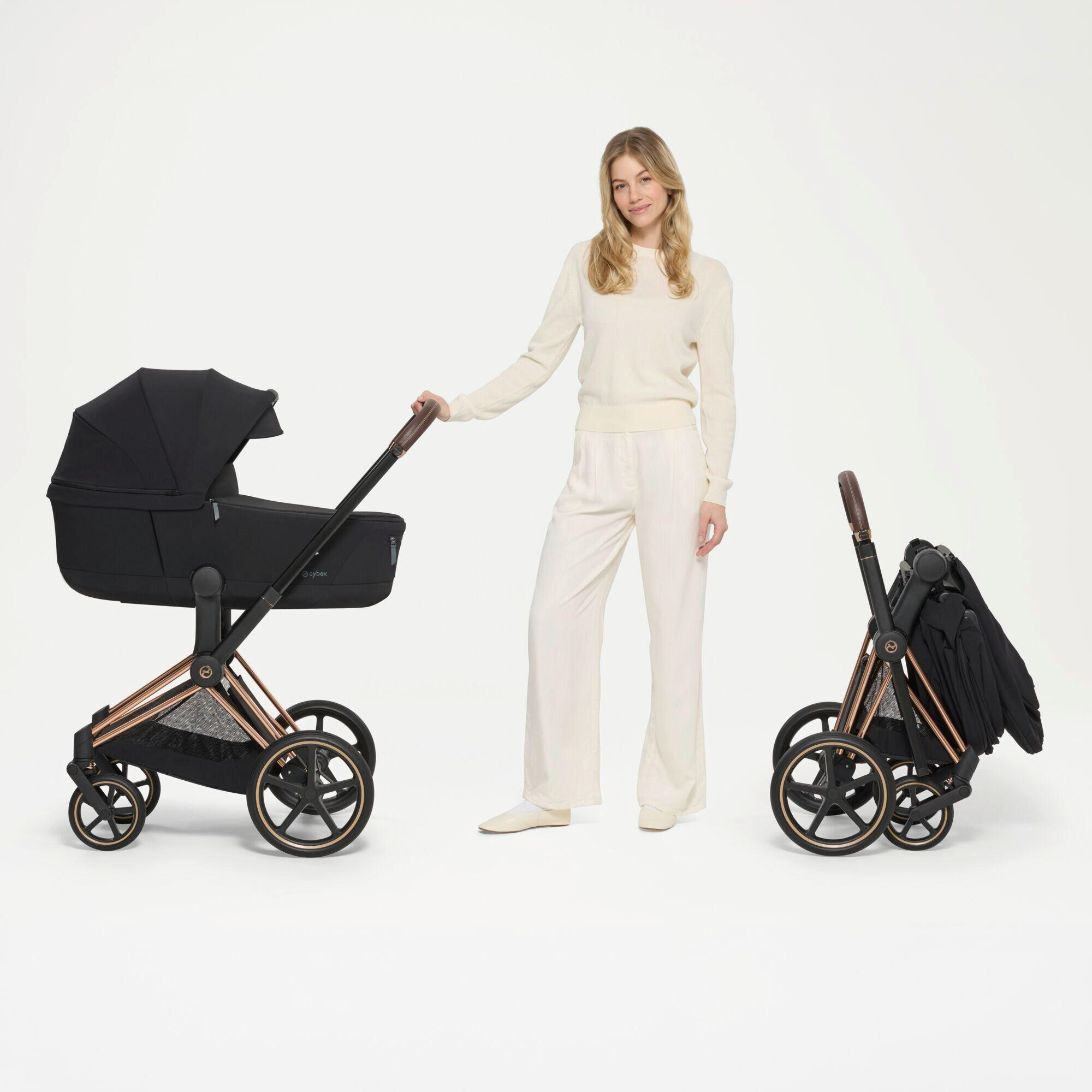 KOMBIKINDERWAGEN PRIAM Comfort Matt Black  - Beige/Schwarz, Basics, Kunststoff/Textil (83-92/60/99-109cm) - cybex PLATINUM