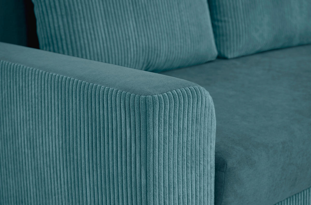 ECKSOFA Graublau Cord, Mikrofaser  - Chromfarben/Graublau, Design, Kunststoff/Textil (239/141cm) - Livetastic