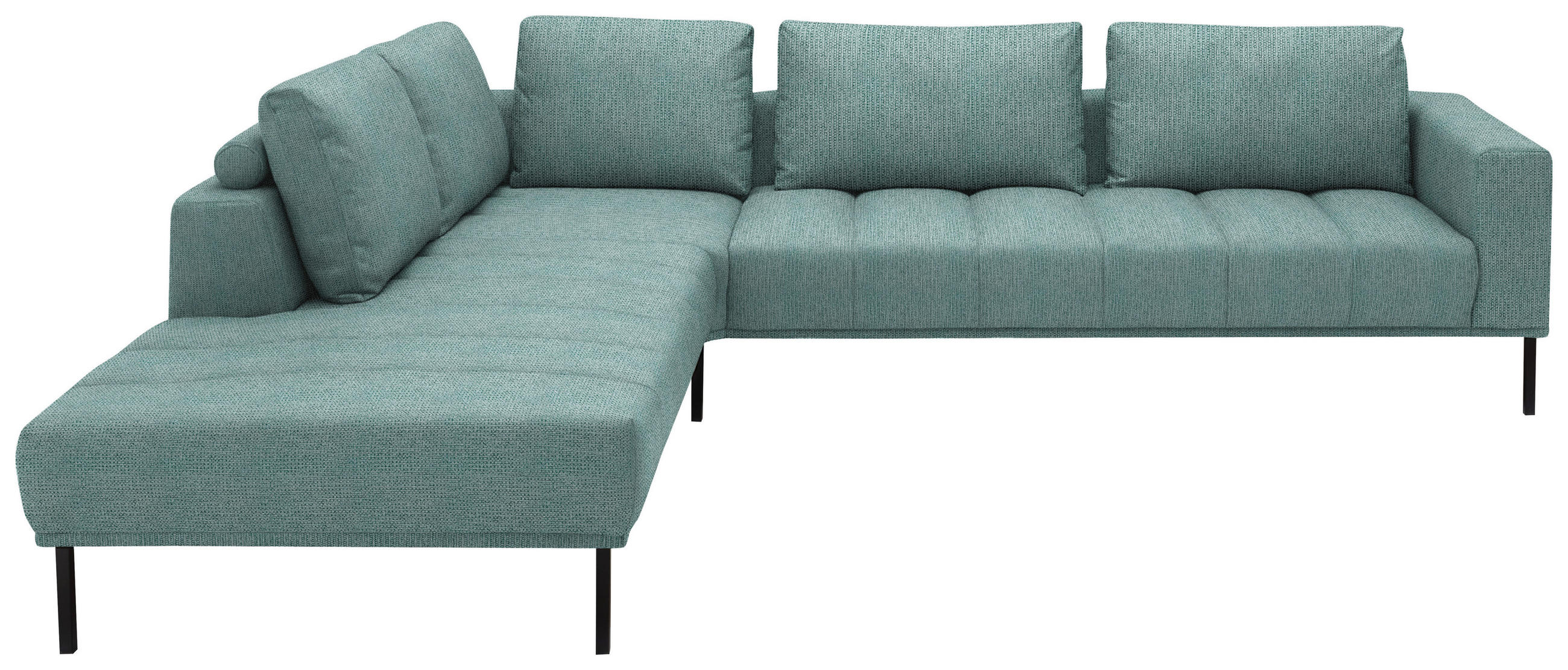 ECKSOFA Flachgewebe Hellblau  - Schwarz/Hellblau, Design, Textil/Metall (270/308cm) - Pure Home Lifestyle