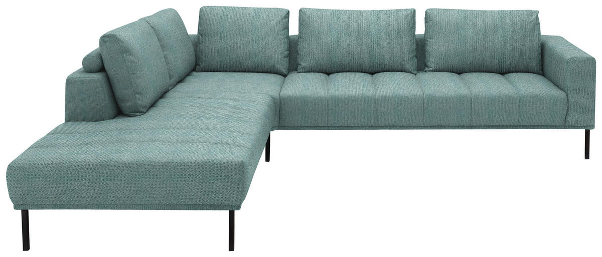ECKSOFA Flachgewebe Hellblau  - Schwarz/Hellblau, Design, Textil/Metall (270/308cm) - Pure Home Lifestyle