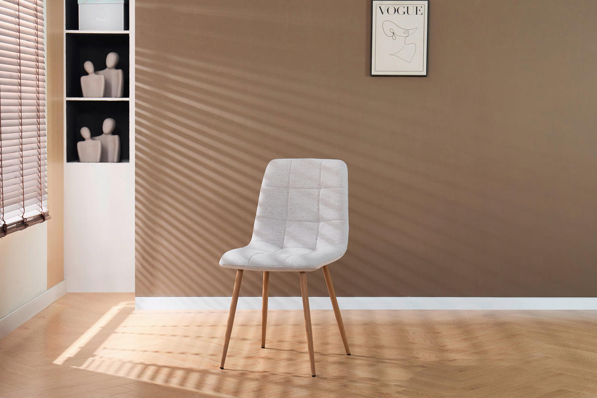 STUHL   Webstoff  Naturfarben, Beige  - Beige/Naturfarben, Design, Textil/Metall (45/87/55cm) - Stylife