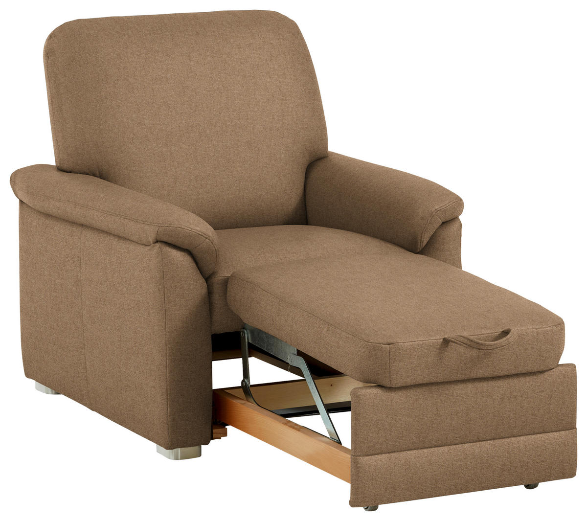 SESSEL Chenille Altrosa, Hellbraun  - Hellbraun/Alufarben, Konventionell, Textil/Metall (88/96/89cm) - Beldomo Comfort