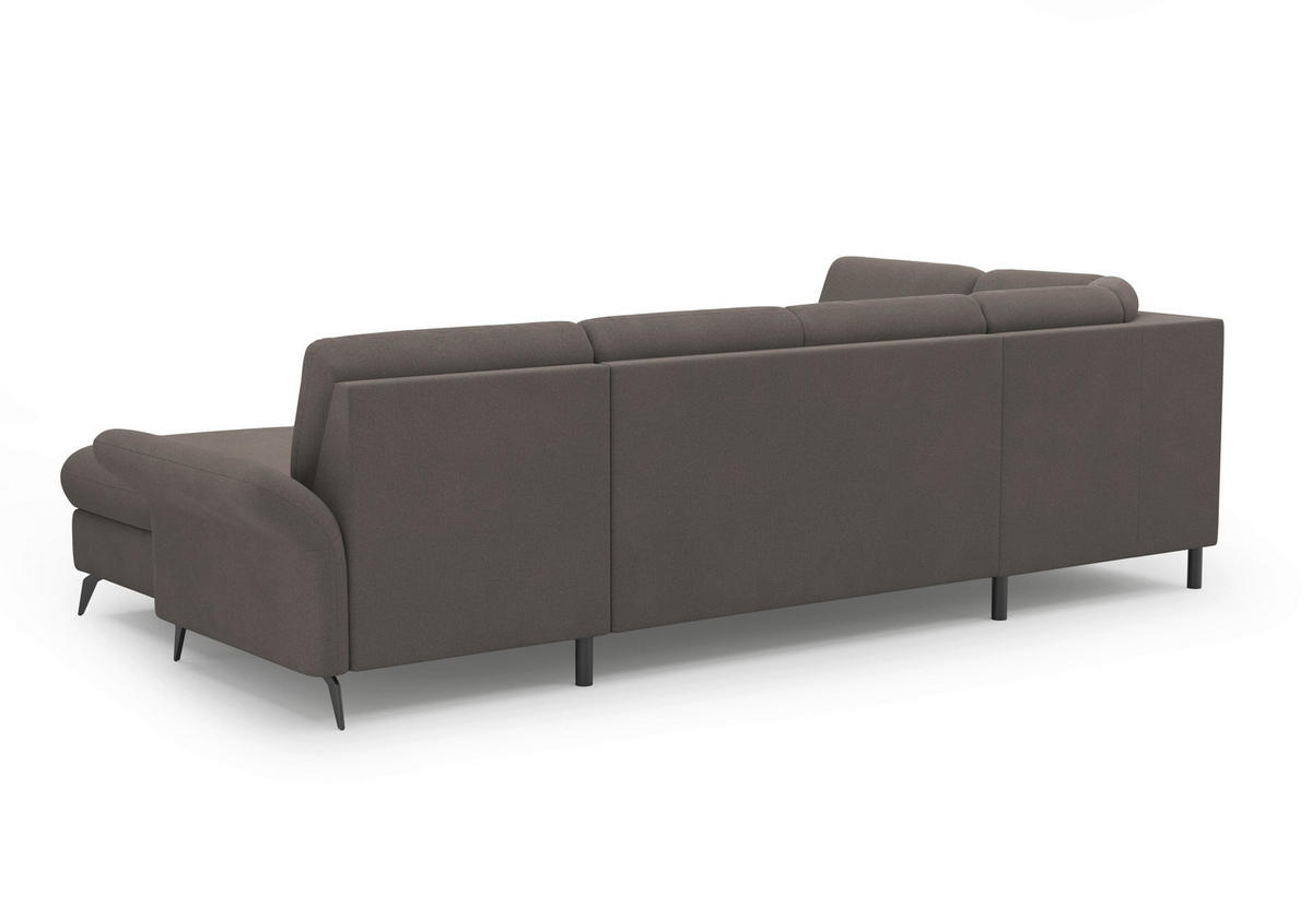 WOHNLANDSCHAFT Graphitfarben Flachgewebe  - Schwarz/Graphitfarben, KONVENTIONELL, Textil/Metall (195/314/164cm) - Sit & More