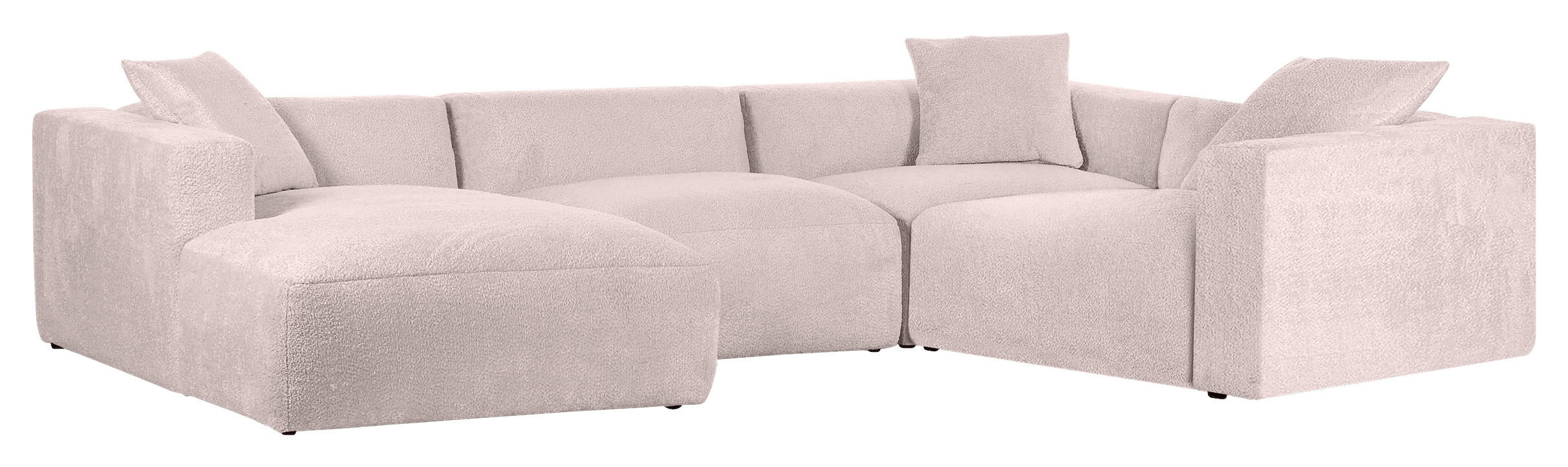 WOHNLANDSCHAFT Rosa Chenille  - Schwarz/Rosa, MODERN, Kunststoff/Textil (178/356/225cm) - Carryhome