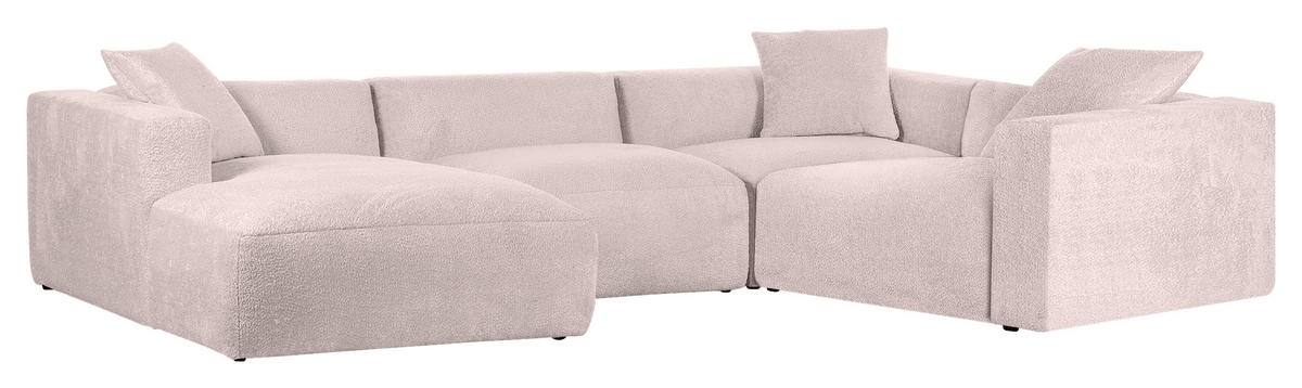 WOHNLANDSCHAFT Rosa Chenille  - Schwarz/Rosa, MODERN, Kunststoff/Textil (178/356/225cm) - Carryhome