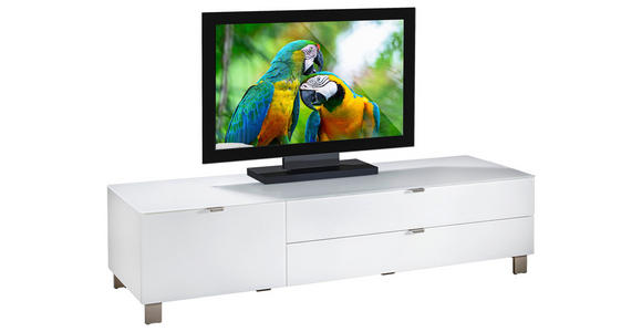 TV-ELEMENT Weiß  165/41,1/52,2 cm  - Edelstahlfarben/Champagner, Design, Glas/Holzwerkstoff (165/41,1/52,2cm) - Hom`in