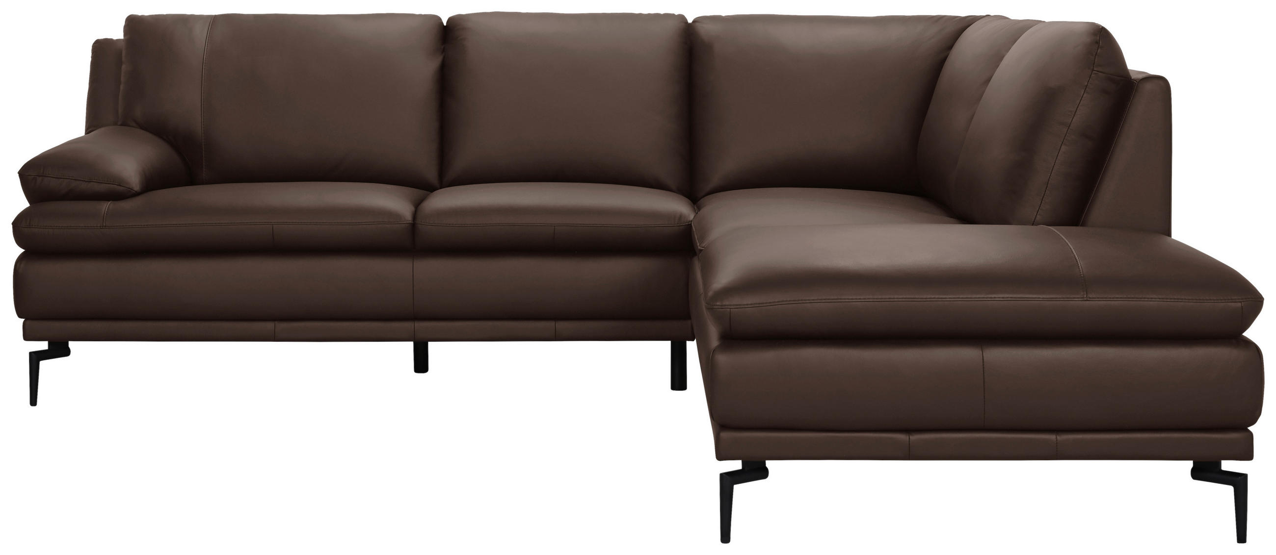ECKSOFA Braun Echtleder  - Schwarz/Braun, Design, Leder (248/221cm) - MID.YOU