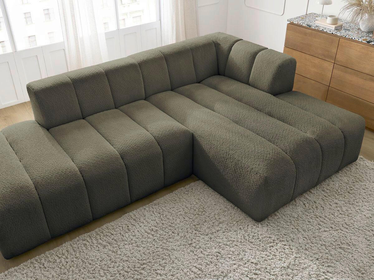 ECKSOFA  ANNECY Grün Bouclé  - Schwarz/Grün, MODERN, Kunststoff/Textil (262/170cm)