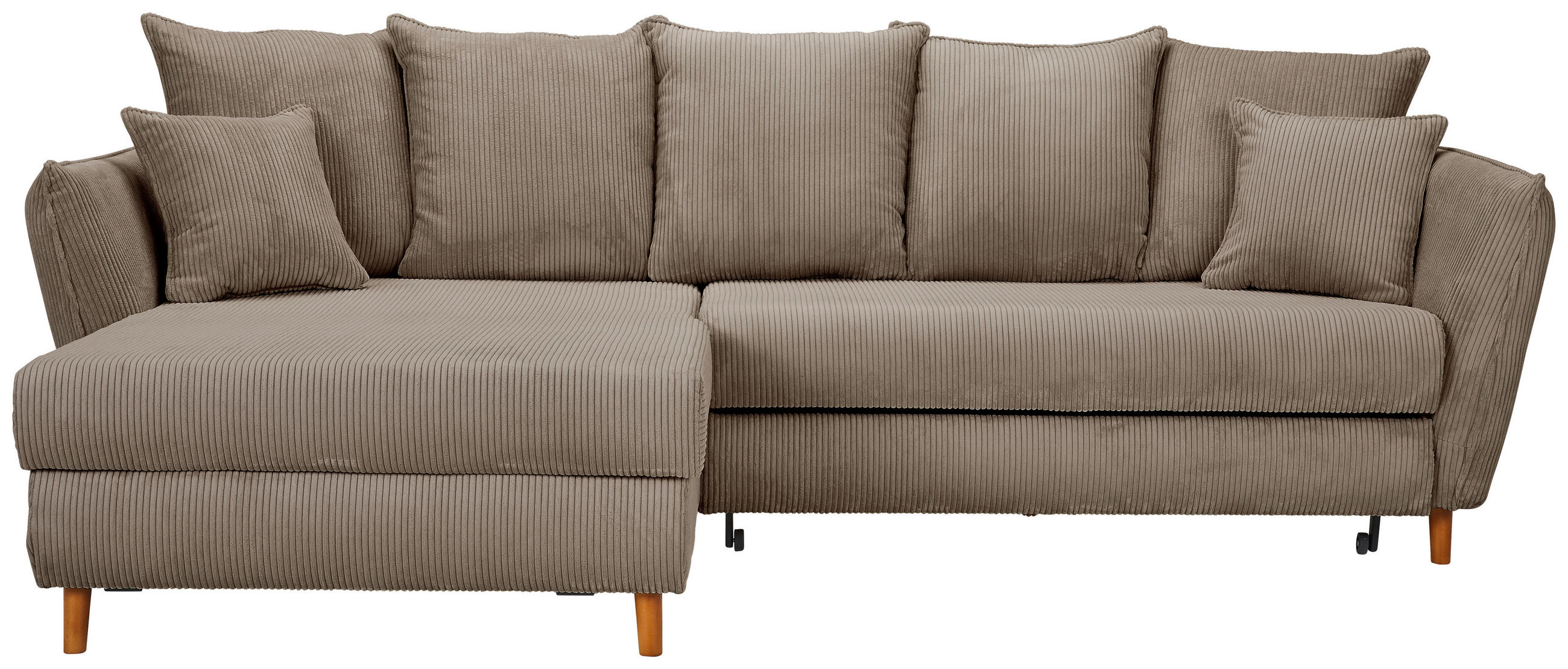 ECKSOFA Taupe Cord  - Taupe/Eichefarben, KONVENTIONELL, Holz/Textil (162/284cm) - Carryhome