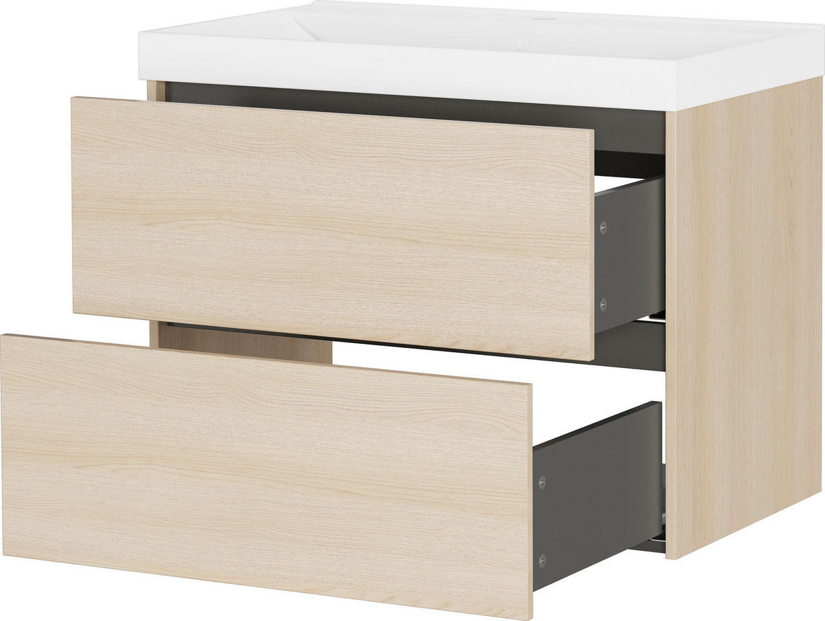 WASCHTISCHKOMBI  - Eichefarben/Weiß, Design, Keramik/Holzwerkstoff (81/65/46cm) - Germania