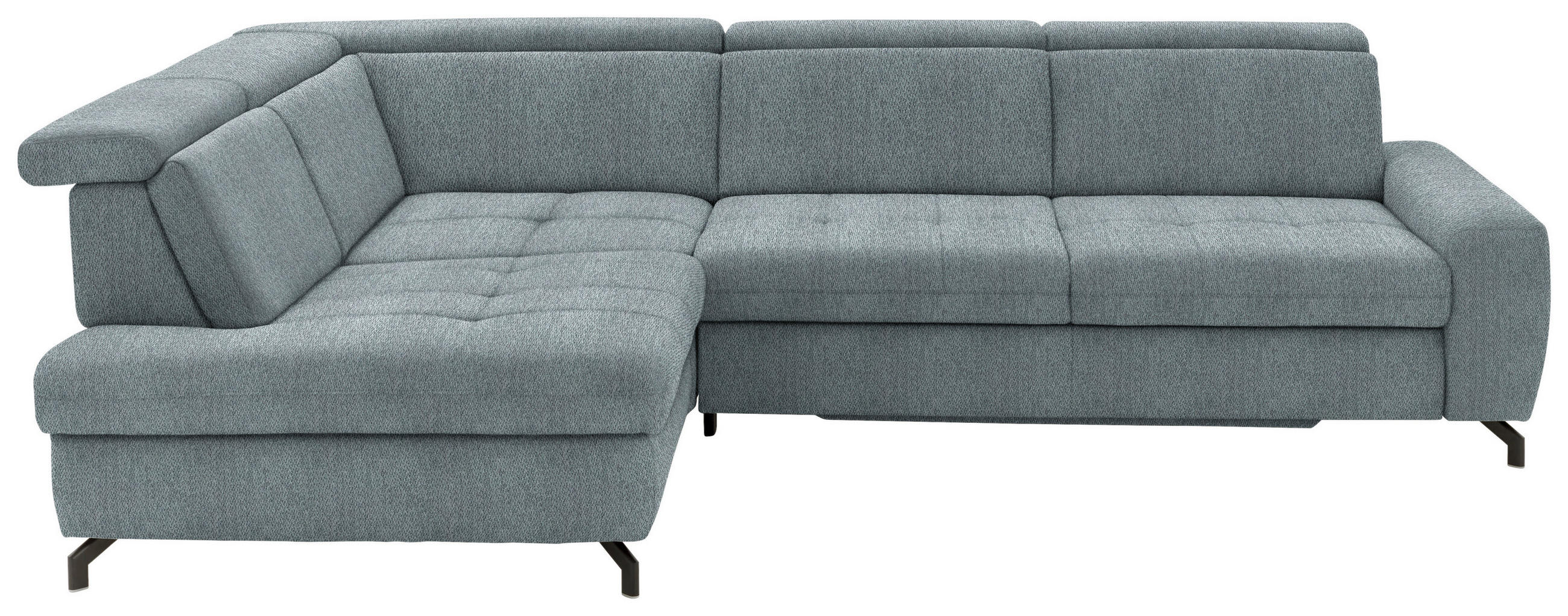 ECKSOFA Blaugrau Chenille  - Blaugrau/Schwarz, Design, Textil/Metall (220/310cm) - Beldomo Style