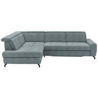 ECKSOFA in Chenille Blaugrau  - Blaugrau/Schwarz, Design, Textil/Metall (220/310cm) - Beldomo Style
