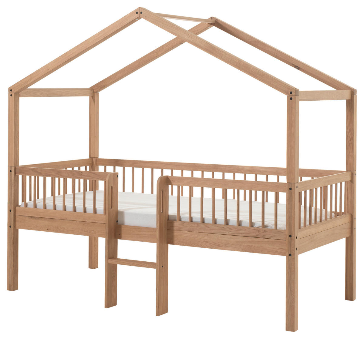 HAUSBETT Absturzsicherung, Leiter, Rollrost 90/200 cm  in Eichefarben  - Eichefarben/Naturfarben, MODERN, Holz (90/200cm) - Vipack