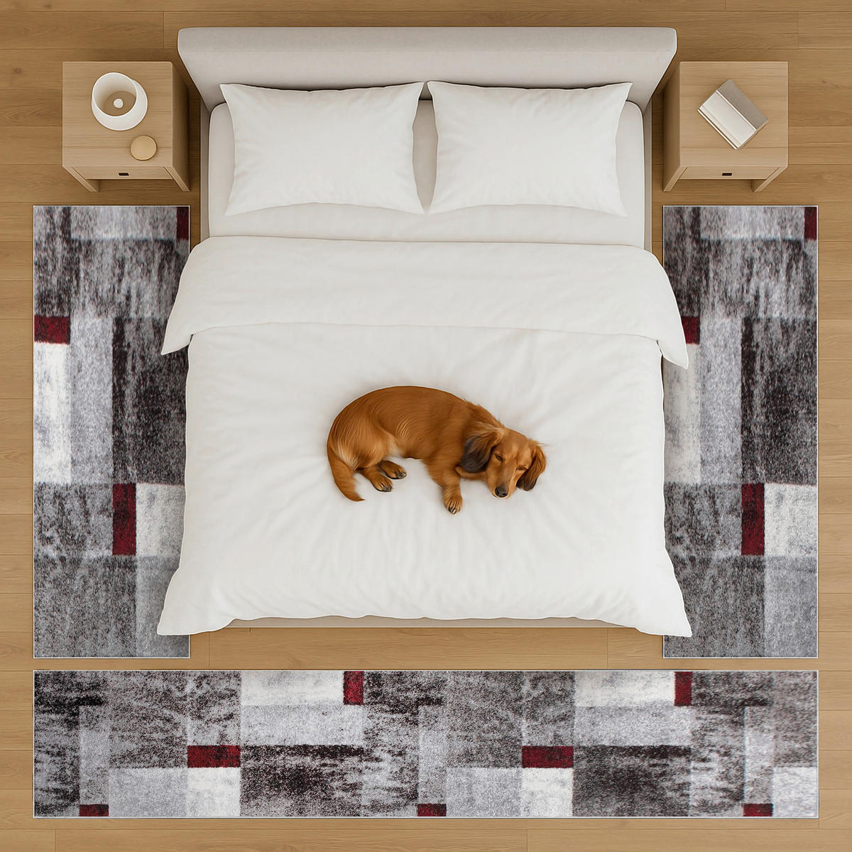 LÄUFER 67/620 cm Phoenix 3er Set  - Rot/Grau, Design, Kunststoff/Textil (67/620cm) - Novel