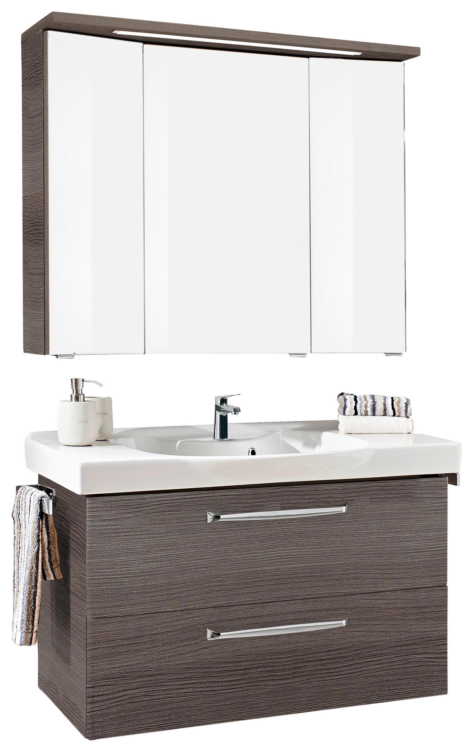 BADEZIMMER  in 92 cm  - Graphitfarben, KONVENTIONELL, Holzwerkstoff (92cm) - Sadena