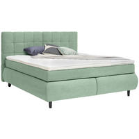 BOXSPRINGBETT 180/200 cm,  in Hellgrün, Bettkasten, Topper, Matratzen, H2 = mittel  - Schwarz/Hellgrün, KONVENTIONELL, Holz/Textil (180/200cm) - Ti'me