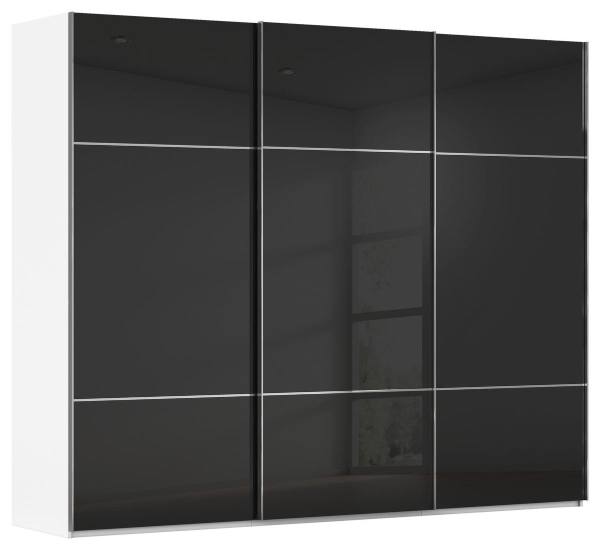 SCHWEBETÜRENSCHRANK Schwarz, Weiss  - Chromfarben/Weiss, Konventionell, Glas/Holzwerkstoff (242/223/68cm) - Novel