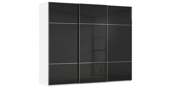 SCHWEBETÜRENSCHRANK  in Schwarz, Weiß  - Chromfarben/Schwarz, KONVENTIONELL, Glas/Holzwerkstoff (242/223/68cm) - Novel