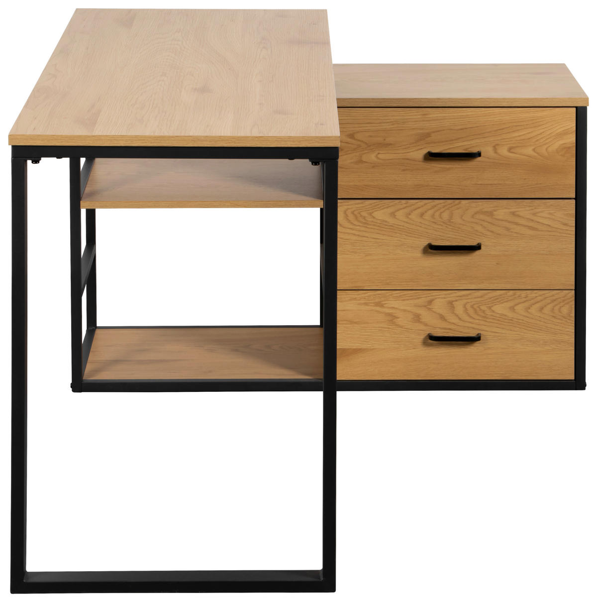 SAROKÍRÓASZTAL  - tölgyfa színű/fekete, Modern, faalapú anyag/fém (140/100/75cm) - Livetastic