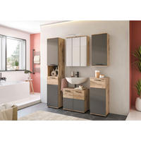 BADEZIMMER 5-teilig  in 130 cm  - Eichefarben/Schwarz, MODERN, Glas/Holzwerkstoff (130cm) - MID.YOU