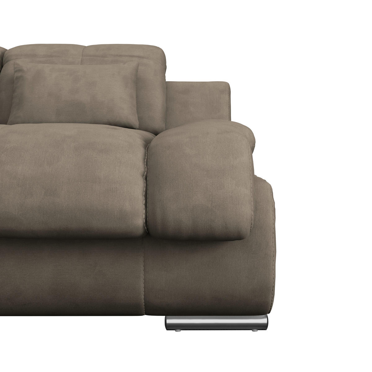 WOHNLANDSCHAFT Dunkelbraun Mikrofaser  - Chromfarben/Dunkelbraun, MODERN, Textil/Metall (228/345/184cm) - MID.YOU