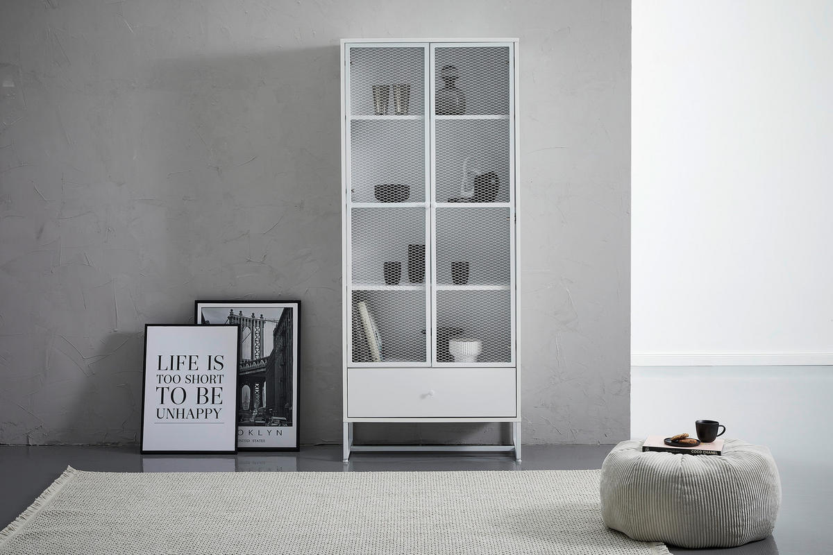 VITRINE in Weiß  - Weiß, MODERN, Holzwerkstoff/Metall (80/191/41cm) - Novel