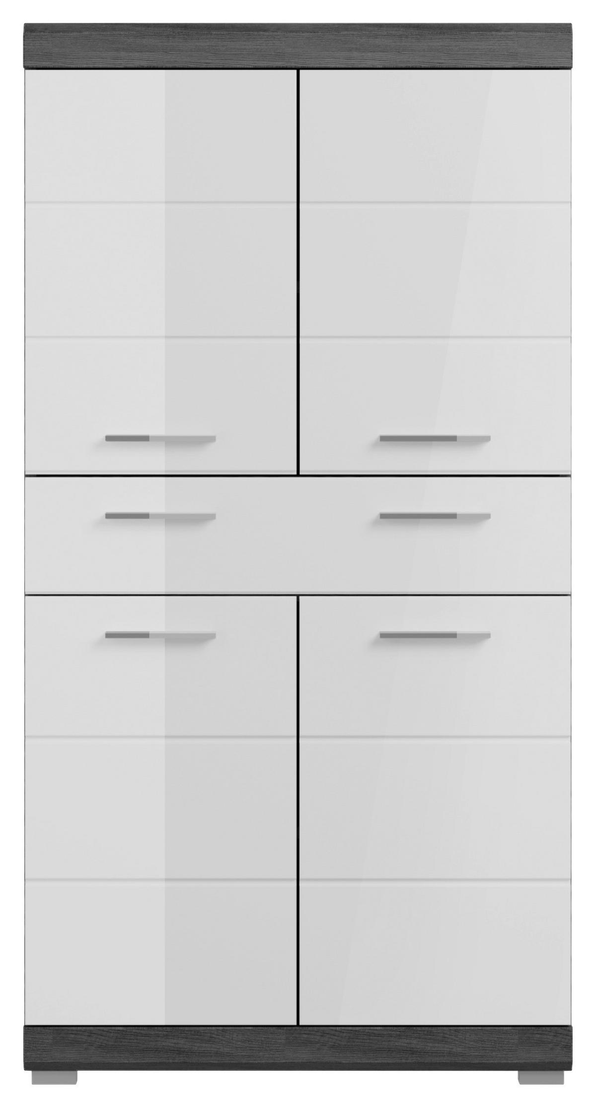 MIDISCHRANK 74/141/31 cm  - Chromfarben/Weiß Hochglanz, MODERN, Holzwerkstoff/Kunststoff (74/141/31cm) - MID.YOU