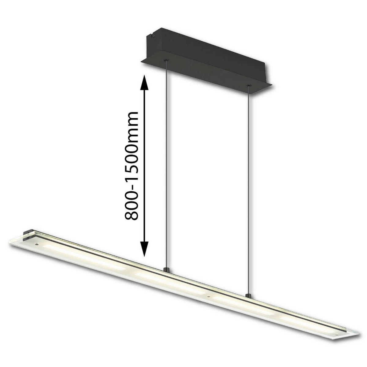 LED-HÄNGELEUCHTE Novak 115/9/150 cm  - Klar/Schwarz, Design, Glas/Kunststoff (115/9/150cm) - Globo