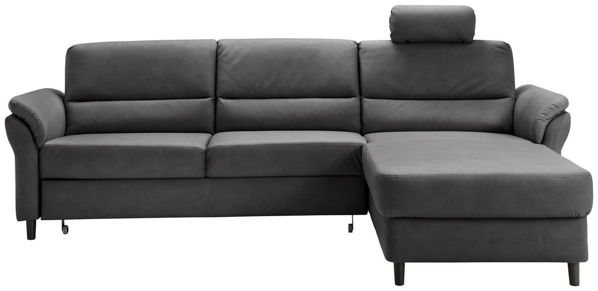 ECKSOFA in Lederlook Schwarz  - Schwarz, Modern, Holz/Textil (279/176cm) - Livetastic