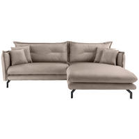 ECKSOFA Beige Lederlook  - Beige/Schwarz, MODERN, Textil/Metall (255/180cm) - Livetastic