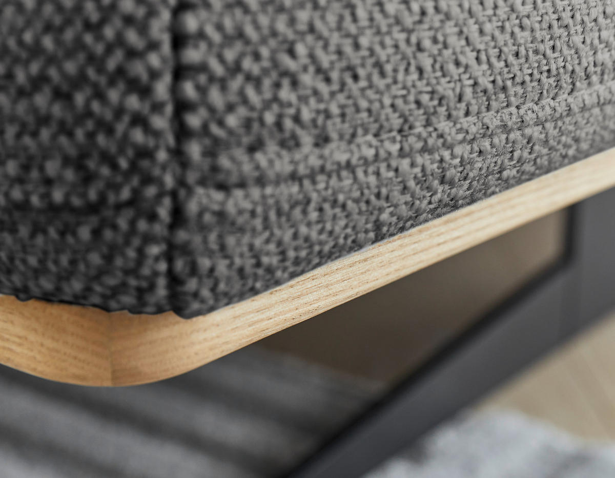 ECKSOFA in Struktur Dunkelgrau  - Eichefarben/Dunkelgrau, Design, Holz/Textil (163/305cm) - Novel