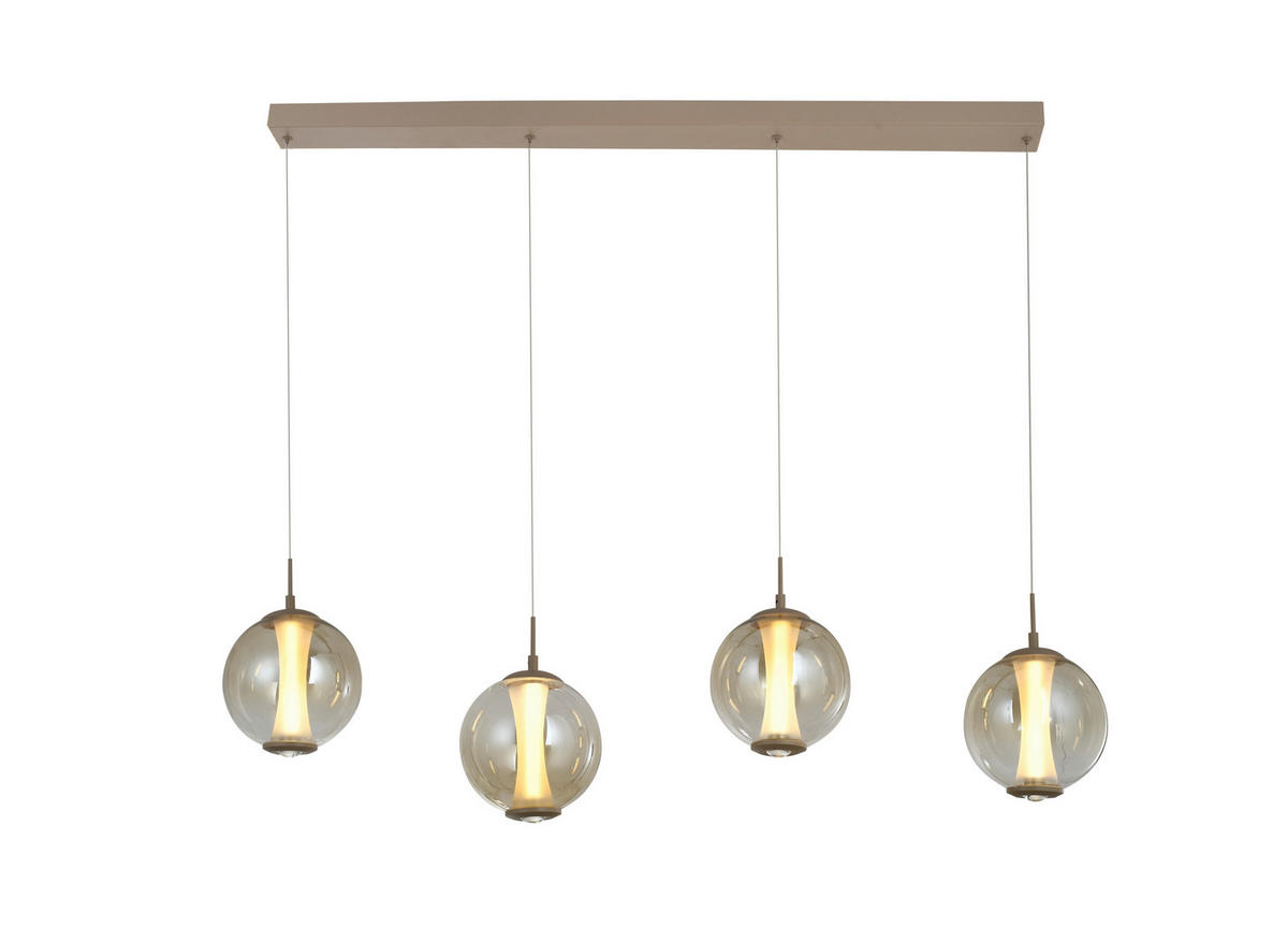 LED-HÄNGELEUCHTE Orleans 120/150/18 cm  - Sandfarben, Design, Glas/Metall (120/150/18cm)
