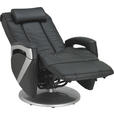 MASSAGESESSEL Kombination Echtleder/Lederlook Lederlook Schwarz    - Chromfarben/Schwarz, Design, Leder/Textil (75/110/113cm) - Cantus