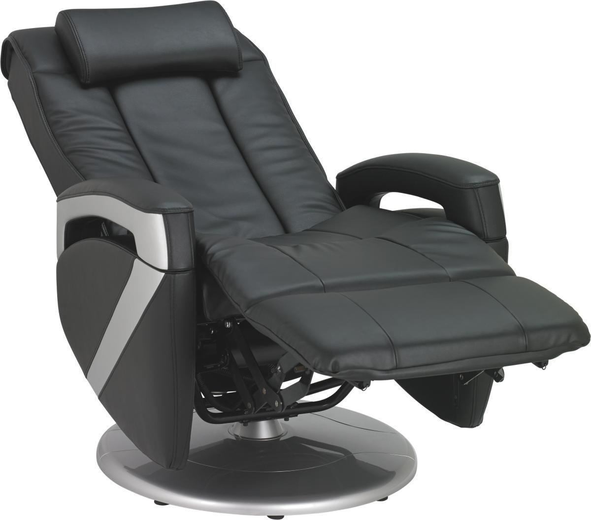 MASSAGESESSEL Kombination Echtleder/Lederlook Lederlook Schwarz    - Chromfarben/Schwarz, Design, Leder/Textil (75/110/113cm) - Cantus