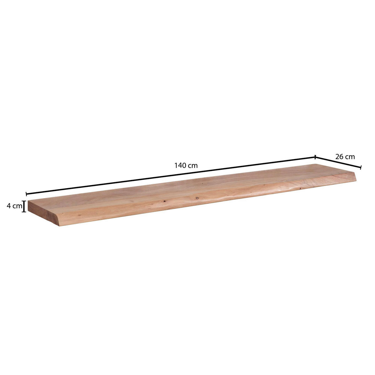 WANDREGAL 140/4/26 cm  - Akaziefarben, Modern, Holz (140/4/26cm) - MID.YOU