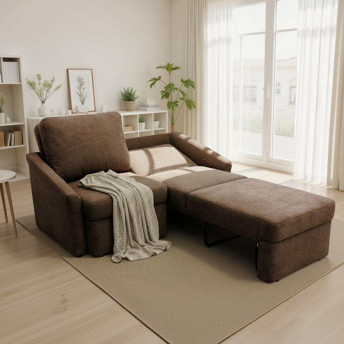 SCHLAFSOFA Mikrofaser Braun  - Beige/Schwarz, Basics, Kunststoff/Textil (168/86/96cm) - MID.YOU