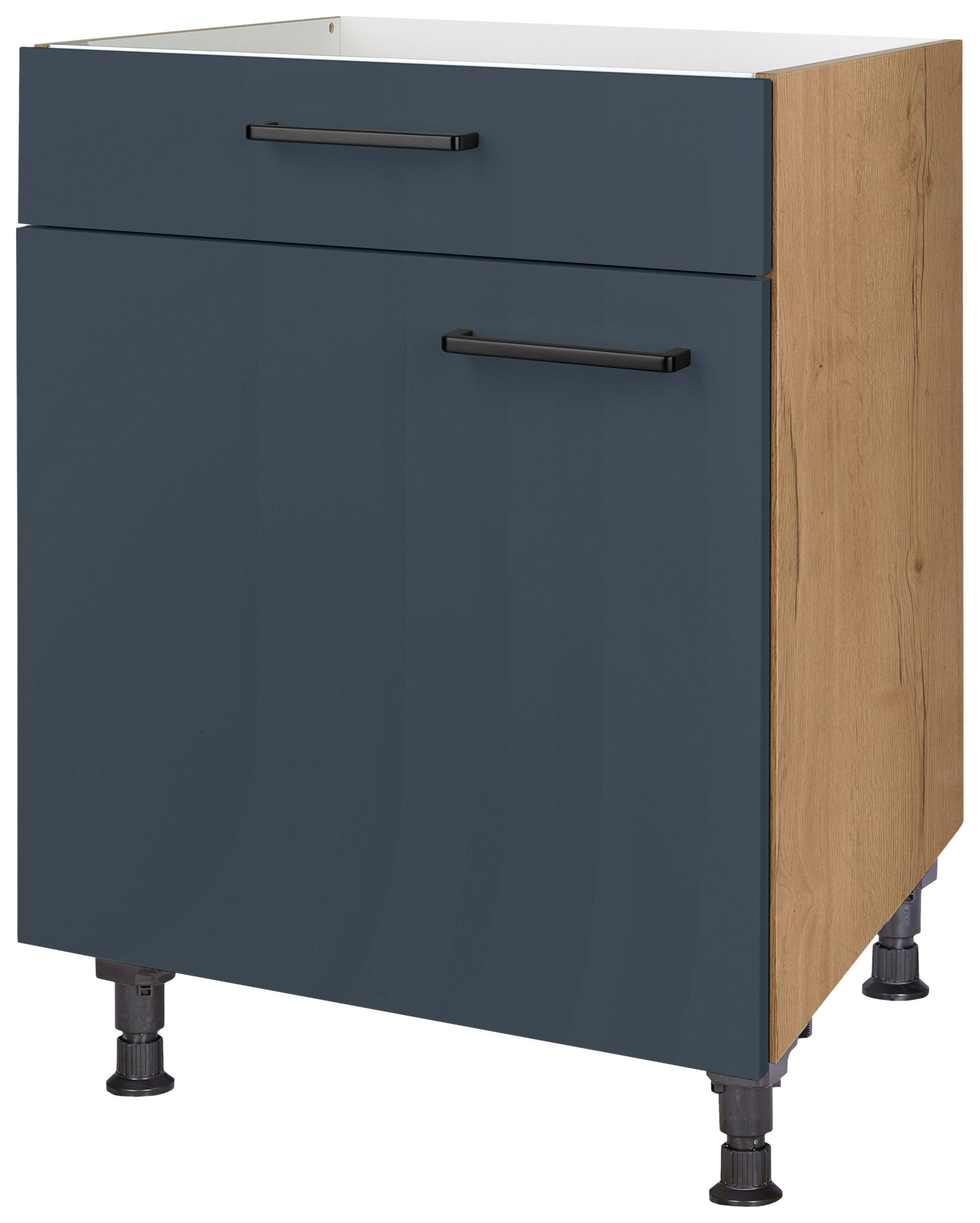 KOCHFELDUMBAUSCHRANK 60/87/56 cm  in Blau, Eichefarben  - Blau/Eichefarben, MODERN, Holzwerkstoff/Metall (60/87/56cm) - Nobilia