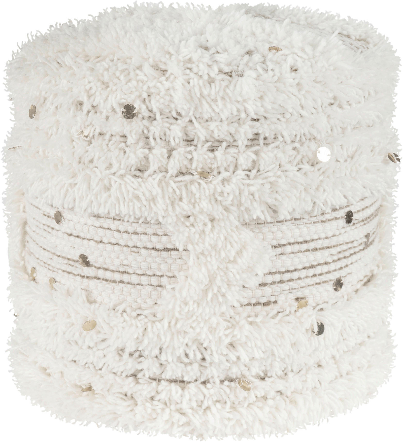 POUF in Creme, Grün Textil  - Creme/Grün, Design, Textil (35cm) - Kayoom